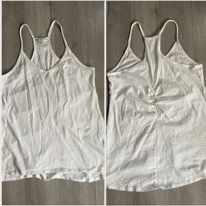 CAbi Cotton White Ruched Back Tank size Large